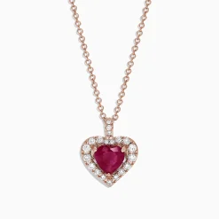 Necklaces & Pendants|Effy Jewelry Ruby Royale 14K Rose Gold Heart Shaped Ruby Pendant, 1.28 TCW