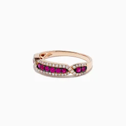 Rings|BH Multi Ruby Royale 14K Rose Gold Pave Ruby and Diamond Band, 0.44 TCW