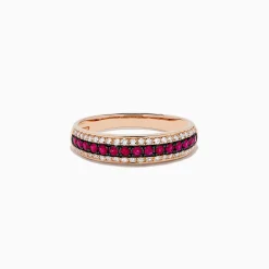 Rings|BH Multi Ruby Royale 14K Rose Gold Pave Ruby and Diamond Band, 0.38 TCW