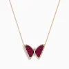 Necklaces & Pendants|Effy Jewelry Ruby Royale 14K Rose Gold Ruby Butterfly Necklace