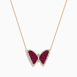 Necklaces & Pendants|Effy Jewelry Ruby Royale 14K Rose Gold Ruby Butterfly Necklace