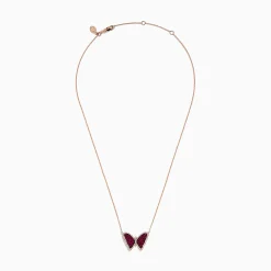 Necklaces & Pendants|Effy Jewelry Ruby Royale 14K Rose Gold Ruby Butterfly Necklace