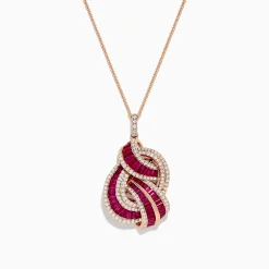 Necklaces & Pendants|BH Multi Ruby Royale 14K Rose Gold Ruby and Diamond Intertwined Pendant, 2.83 TCW