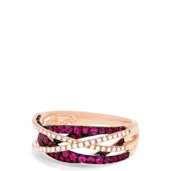 Rings|Effy Jewelry Ruby Royale 14K Rose Gold Ruby u0026 Diamond Crossover Band, 0.81 TCW