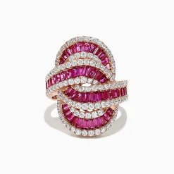 Rings|Effy Jewelry Ruby Royale 14K Rose Gold Ruby and Diamond Cocktail Ring, 3.78 TCW