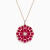 Necklaces & Pendants|Effy Jewelry Ruby Royale 14K Rose Gold Ruby and Diamond Flower Pendant
