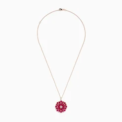 Necklaces & Pendants|Effy Jewelry Ruby Royale 14K Rose Gold Ruby and Diamond Flower Pendant
