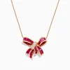 Necklaces & Pendants|BH Multi Ruby Royale 14K Rose Gold Ruby and Diamond Bow Necklace, 2.97 TCW