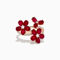 Rings|Effy Jewelry Ruby Royale 14K Rose Gold Ruby Flower Cocktail Ring