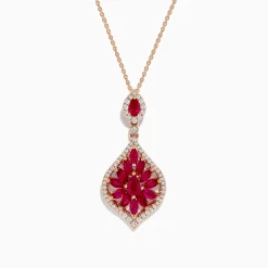 Necklaces & Pendants|Effy Jewelry Ruby Royale 14K Rose Gold Ruby and Diamond Pendant
