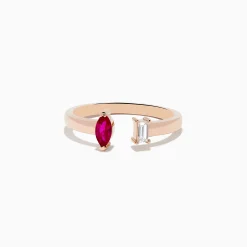 Rings|Effy Jewelry Ruby Royale 14K Rose Gold Ruby and Diamond Toi Et Moi Ring