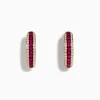 Earrings|Effy Jewelry Ruby Royale 14K Rose Gold Ruby and Diamond Hoop Earrings, 0.55 TCW