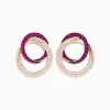 Earrings|BH Multi Ruby Royale 14K Rose Gold Ruby and Diamond Intertwined Circles Earrings