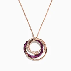 Necklaces & Pendants|Effy Jewelry Ruby Royale 14K Rose Gold Ruby and Diamond Circles Pendant, 0.66 TCW