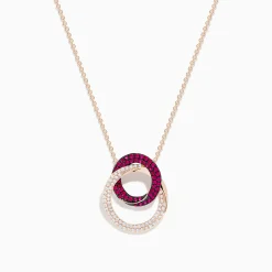 Necklaces & Pendants|BH Multi Ruby Royale 14K Rose Gold Ruby and Diamond Intertwined Circles Pendant