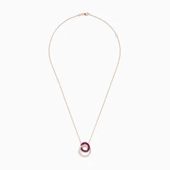 Necklaces & Pendants|BH Multi Ruby Royale 14K Rose Gold Ruby and Diamond Intertwined Circles Pendant