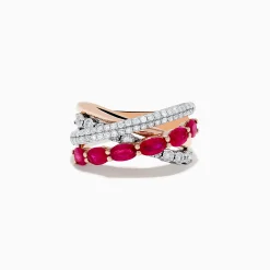 Rings|BH Multi Ruby Royale 14K Two-Tone Gold Ruby and Diamond Crossover Ring