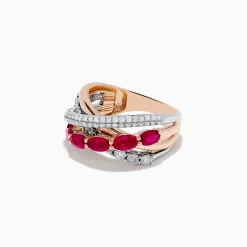 Rings|BH Multi Ruby Royale 14K Two-Tone Gold Ruby and Diamond Crossover Ring