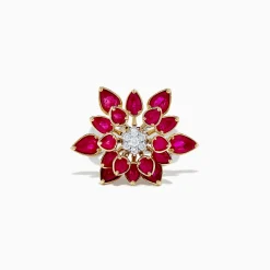 Rings|BH Multi Ruby Royale 14K Two-Toned Gold Spinning Ruby Flower Cocktail Ring