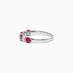 Rings|Effy Jewelry Ruby Royale 14K White Gold Ruby and Diamond Stacking Band, 1.39 TCW