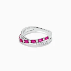 Rings|BH Multi Ruby Royale 14K White Gold Ruby and Diamond Crossover Band