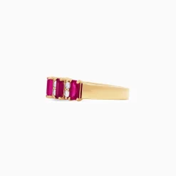 Rings|Effy Jewelry Ruby Royale 14K Yellow Gold Emerald Cut Ruby and Diamond Band, 2.10 TCW