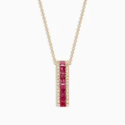 Necklaces & Pendants|Effy Jewelry Ruby Royale 14K Yellow Gold Princess Cut Ruby Pendant, 1.17 TCW