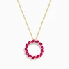 Necklaces & Pendants|Effy Jewelry Ruby Royale 14K Yellow Gold Marquise Cute Ruby Circle Pendant