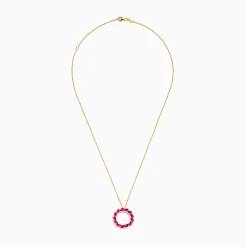 Necklaces & Pendants|Effy Jewelry Ruby Royale 14K Yellow Gold Marquise Cute Ruby Circle Pendant