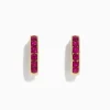 Earrings|BH Multi Ruby Royale 14K Yellow Gold Channel Set Ruby 5/8" Hoop Earrings, 1.60 TCW