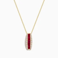 Necklaces & Pendants|Effy Jewelry Ruby Royale 14K Yellow Gold Ruby and Diamond Pendant