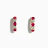 Earrings|Effy Jewelry Ruby Royale 14K Yellow Gold Ruby and Diamond 5/8" Hoop Earrings