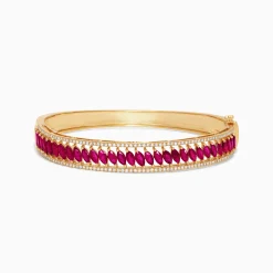 Bracelets|Effy Jewelry Ruby Royale 14K Yellow Gold Marquise Cut Ruby and Diamond Bangle, 6.25 TCW