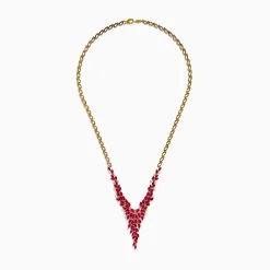 Necklaces & Pendants|Effy Jewelry Ruby Royale 14K Yellow Gold V Shape Ruby Statement Necklace, 9.87 TCW