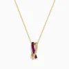 Necklaces & Pendants|Effy Jewelry Ruby Royale 14K Yellow Gold Ruby and Diamond Crossover Pendant