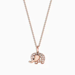Necklaces & Pendants|Effy Jewelry Safari 14K Rose Gold Diamond Elephant Pendant, 0.21 TCW