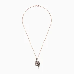 Necklaces & Pendants|Effy Jewelry Safari 14K Rose Gold Diamond and Tsavorite Snake Pendant, 1.41 TCW