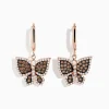 Earrings|Effy Jewelry Safari 14K Rose Gold Espresso u0026 White Diamond Butterfly Earrings