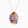 Necklaces & Pendants|Effy Jewelry Safari 14K Rose Gold Multi Sapphire and Diamond Peacock Pendant