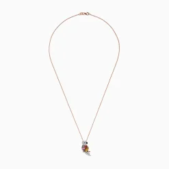 Necklaces & Pendants|Effy Jewelry Safari 14K Rose Gold Multi Sapphire u0026 Diamond Parrot Pendant, 1.23 TCW