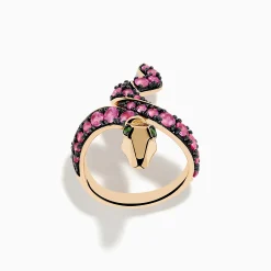 Rings|Effy Jewelry Safari 14K Rose Gold Pink Sapphire and Tsavorite Snake Ring