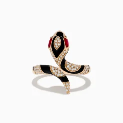 Rings|Effy Jewelry Safari 14K Rose Gold Ruby and Diamond with Black Enamel Snake Ring