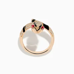 Rings|Effy Jewelry Safari 14K Rose Gold Ruby and Diamond with Black Enamel Snake Ring
