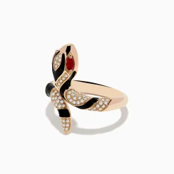 Rings|Effy Jewelry Safari 14K Rose Gold Ruby and Diamond with Black Enamel Snake Ring