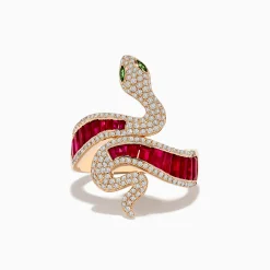 Rings|Effy Jewelry Safari 14K Rose Gold Ruby Diamond and Tsavorite Snake Ring