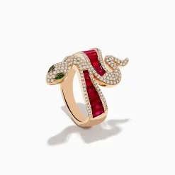 Rings|Effy Jewelry Safari 14K Rose Gold Ruby Diamond and Tsavorite Snake Ring
