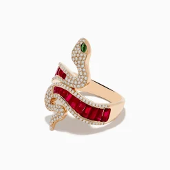 Rings|Effy Jewelry Safari 14K Rose Gold Ruby Diamond and Tsavorite Snake Ring
