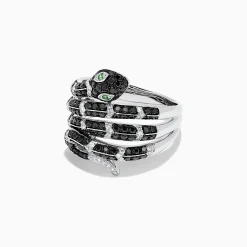 Rings|Effy Jewelry Safari 14K White Gold Diamond u0026 Emerald Snake Ring, 1.06 TCW