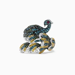 Rings|Effy Jewelry Safari 14K White Gold Mix Diamonds and Ruby Peacock Ring, 1.50 TCW