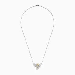 Necklaces & Pendants|Effy Jewelry Safari 14K White Gold White and Black Diamond Bee Necklace